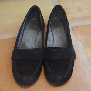 Black suede flats